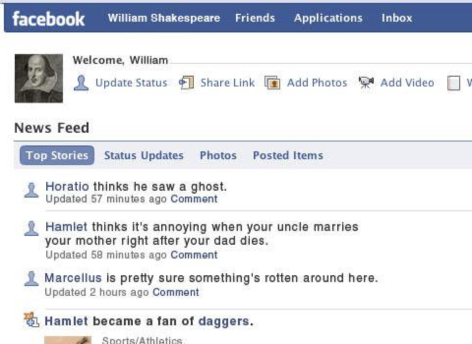 Hamlet (Facebook News Feed Edition) McSweeney’s Tendency