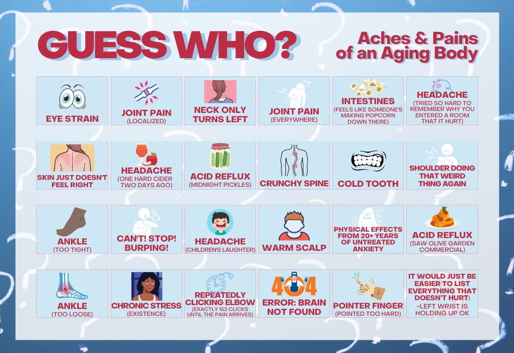 GUESS WHO?: Aches and Pains of an Aging Body Edition - McSweeney's Internet  Tendency