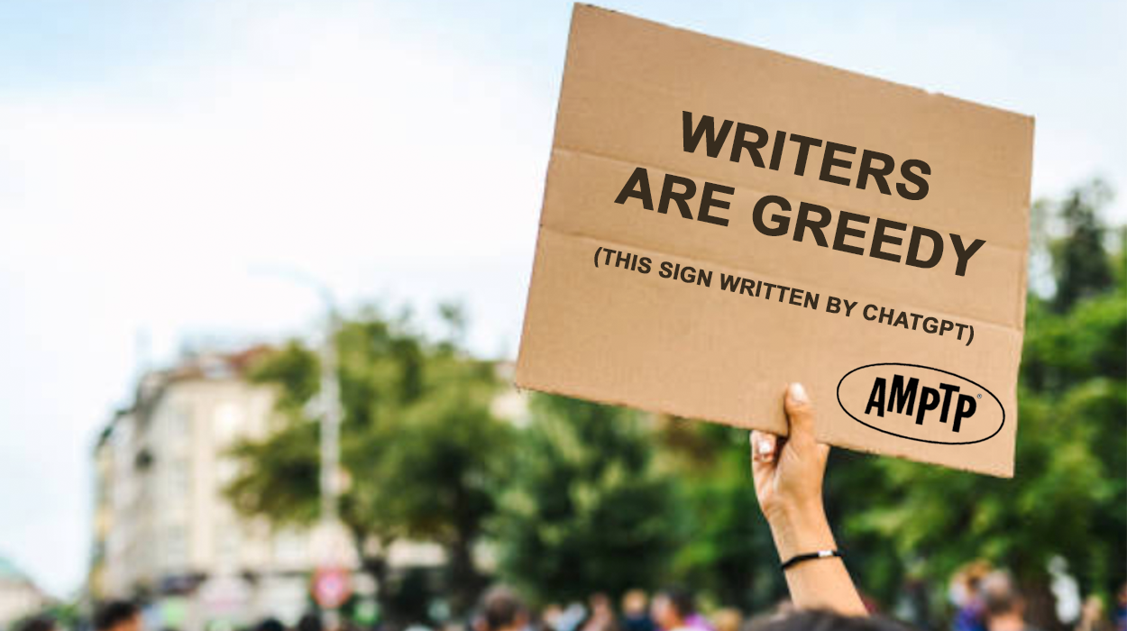 Signs from the AMPTP Side of the WGA Strike Picket Line McSweeney’s