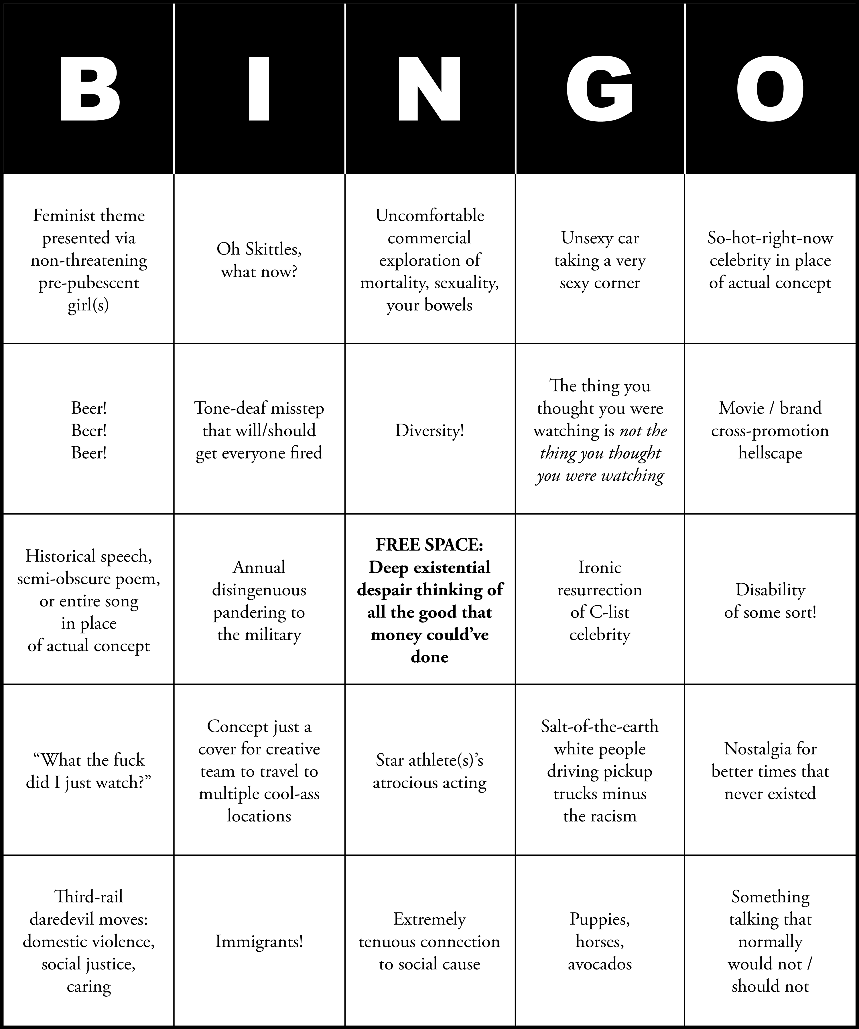 Super Bowl bingo 